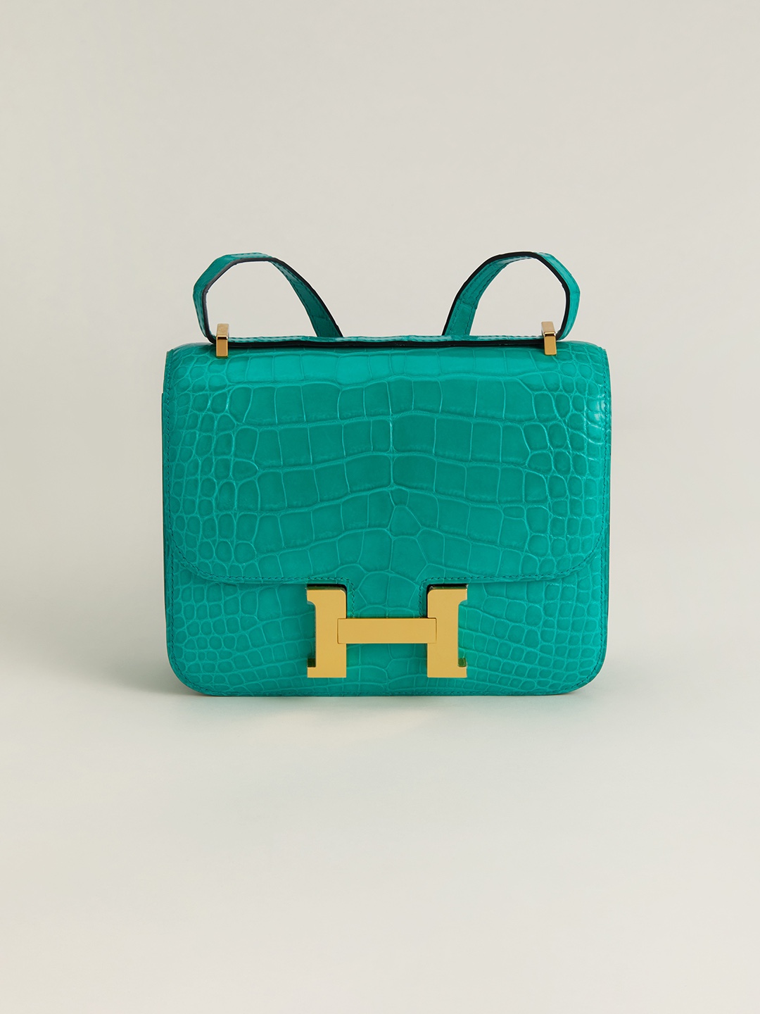 Hermes Constance 18 Mini Handmade Bag In Vert Empire Matte Alligator Crocodile Leather